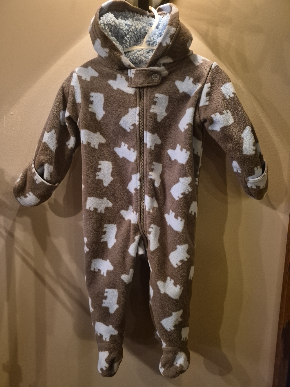 Carter's Brown and White Bear Print Hooded Footed One-Piece ***2 FOR 1 SALE!***